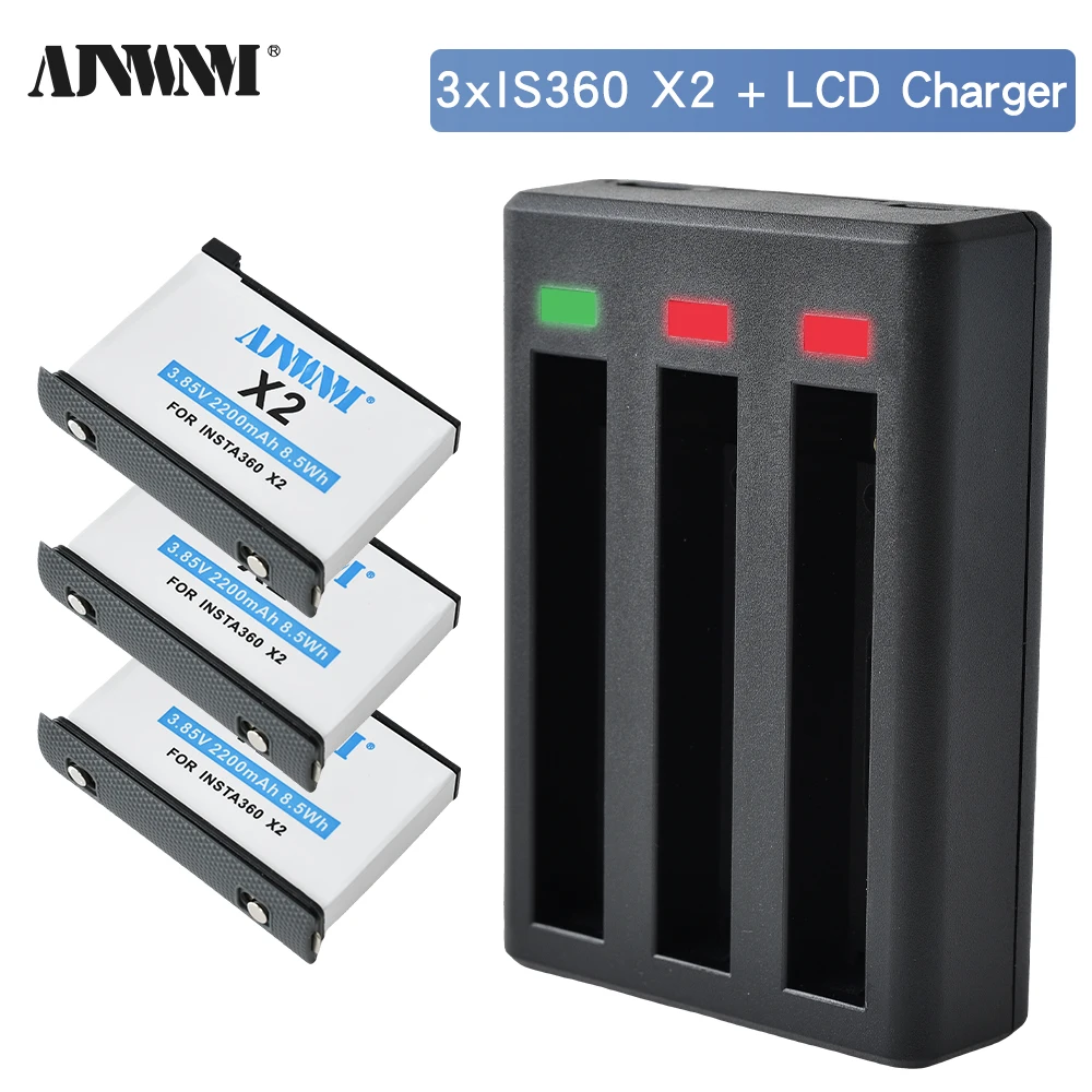 

For Insta360 Battery Fast Charger Hub 2200MAH Original Power Accessories For Insta 360 X2 X3 ONE Action Camera Charging Stand