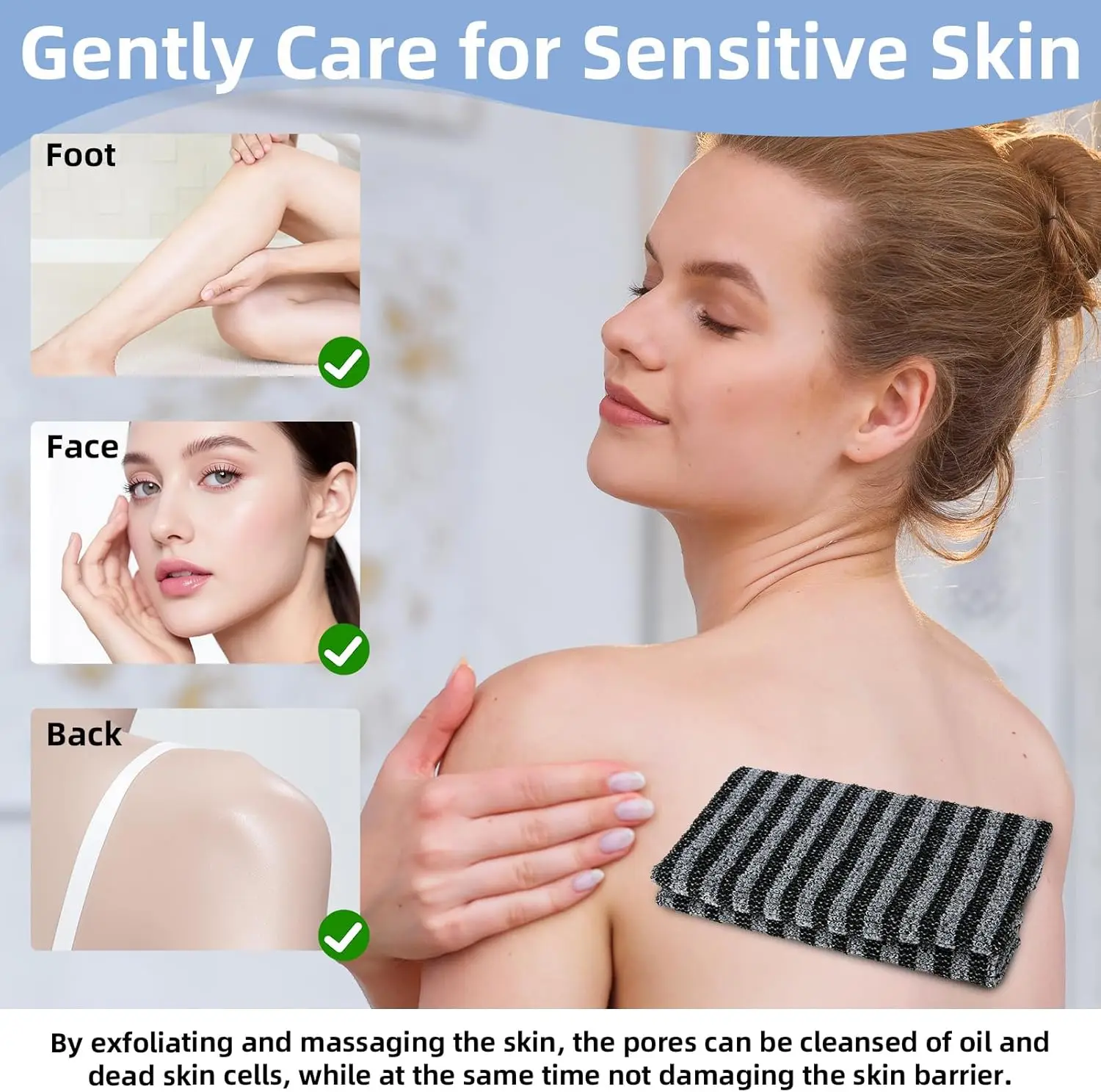 منشفة تقشير الجسم منشفة الظهر لإزالة الجلد الميت والتطهير العميق والتدليك تخلق رغوة غنية للرجال والنساء #6