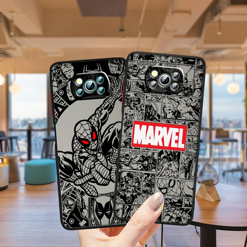 Marvel Spider Man Venom Logo Frosted Translucent For Xiaomi Mi Poco X5 X4 X3 M6 M5S M5 M4 M3 F5 F4 F3 GT Pro 5G Cover