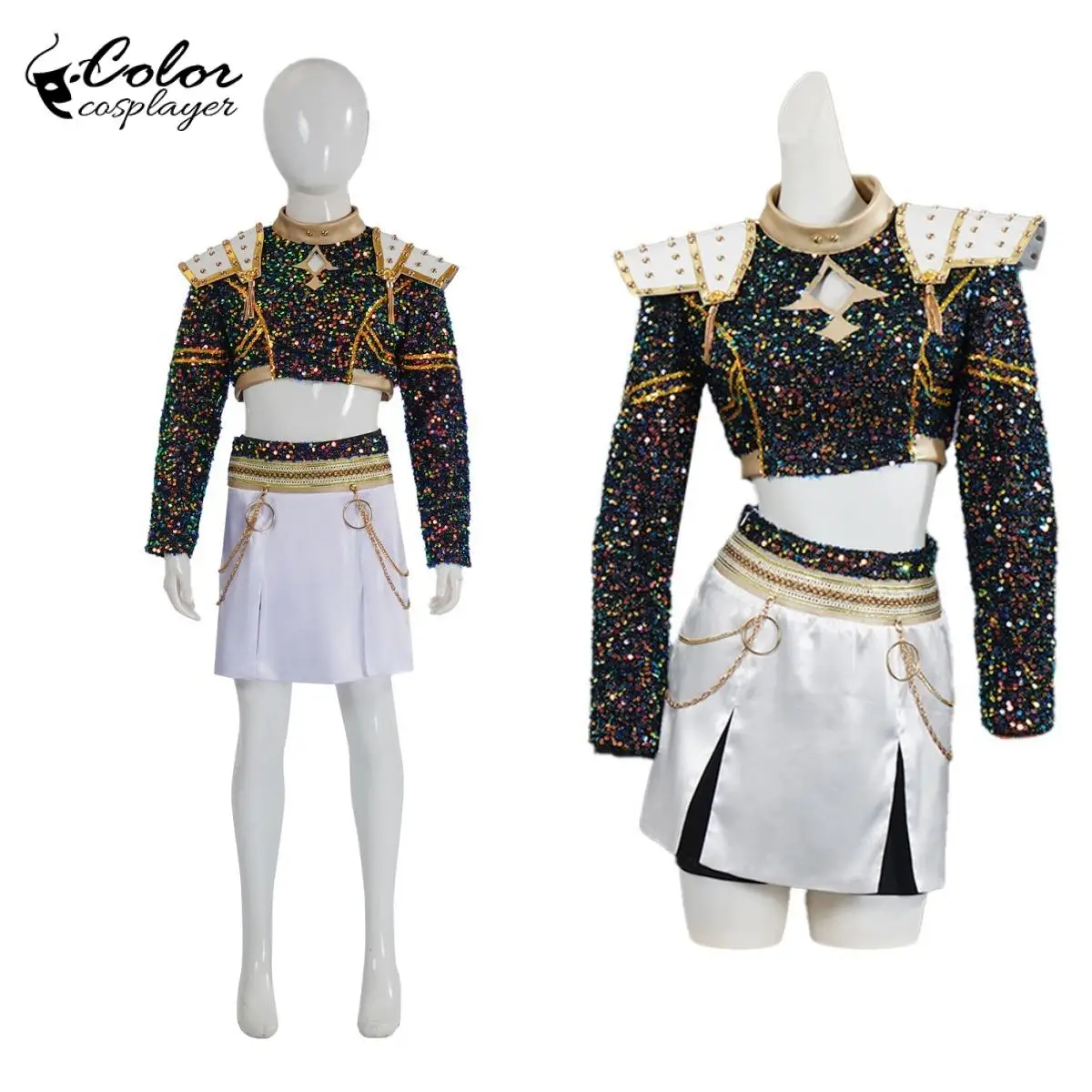 

Костюм Зои, косплей для женщин и девочек, KPop, охотники на демонов, черный, золотой, поющий костюм, наряд для вечеринки на Хэллоуин, костюм для ролевых игр