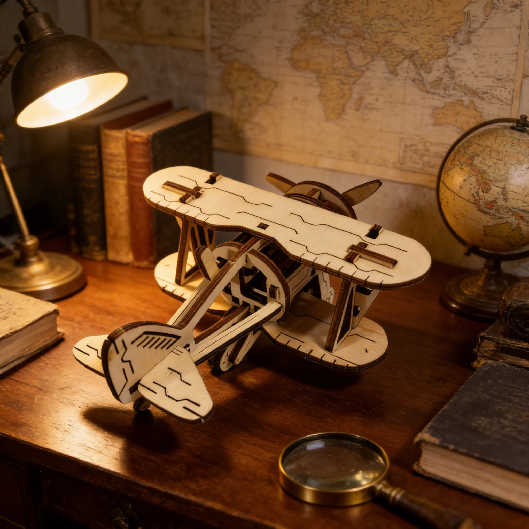 Drewniane puzzle 3D - samolot, model do samodzielnego montażu, idealny na prezent urodzinowy, Halloween, Wielkanoc, Boże Narodzenie lub Nowy Rok