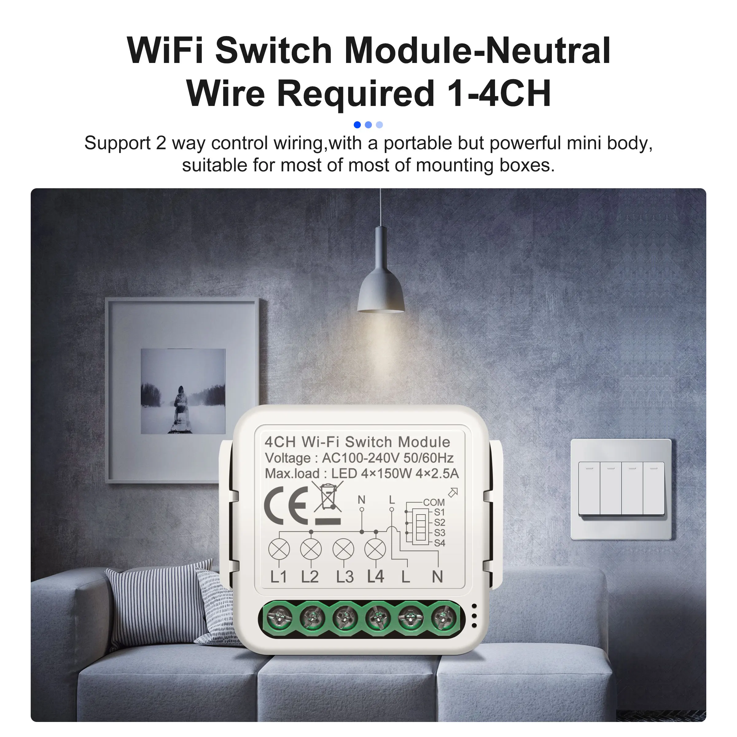 GIRIER Tuya Smart WiFi Light/Curtain/Dimmer Switch Modules Support 2 Way Control Works with Alexa Hey Google Alice No Hub Needed