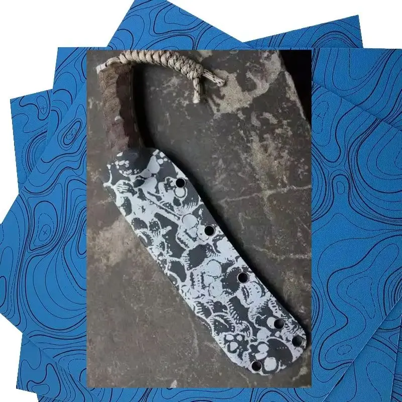 2MM Thickness 4 Sizes Blue Topographic Image KYDEX Thermoplastic Sheet Thermoform Board Plate For Holsters Knife Scabbard Sheath