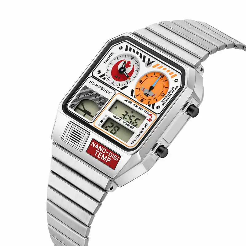 HUMPBUCK Wristwatch Classic Design Dual Display DIGITEMP Waterproof Watch with Alarm and Temperature Display