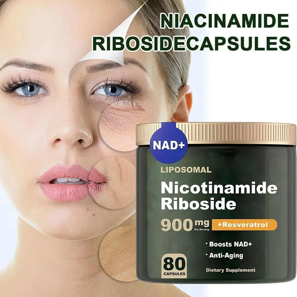 80 Capsules Nicotinamide NAD+Supplement Vegetarian Capsule Containing Nicotinamide Riboside 900mg Resveratrol Health Care