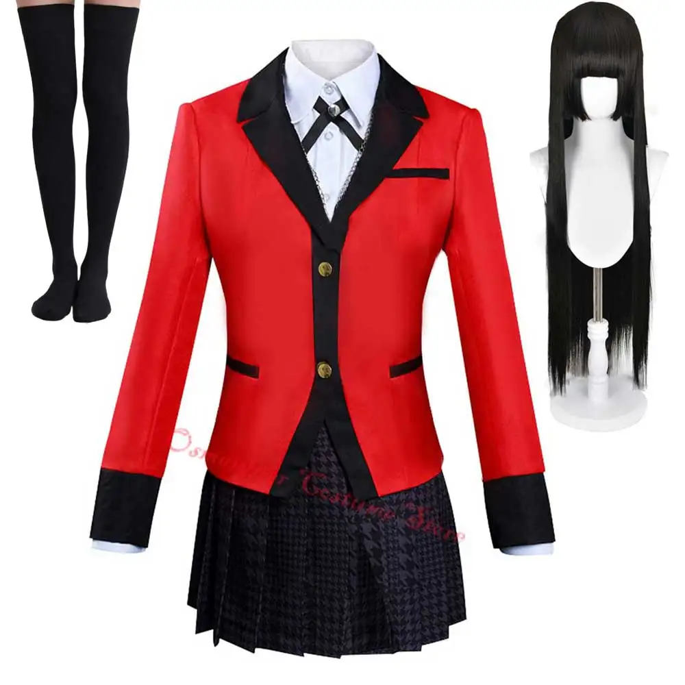Damski Kakegurui przebranie na karnawał Yumeko Jabami strój mundurowy spódnica garnitur kostium na Halloween