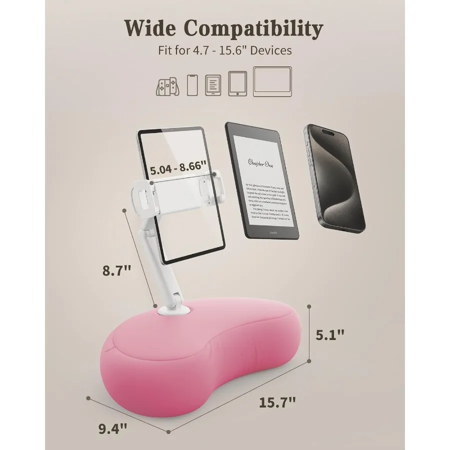 SAIJI Kindleピロースタンド iPadスタンド 4.7～15.6インチのKindle、スマホ、iPadに対応 360度調整可能なタブレットホルダー ベッド用 フレキシブル
