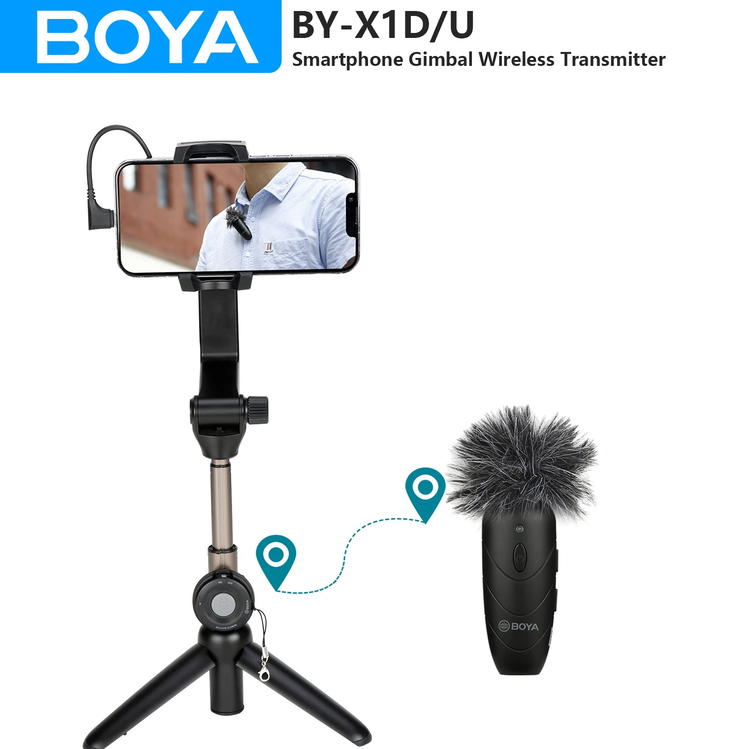 

BOYA BY-X1D/U Smartphone Gimbal Stabilize Tripod Selfie Shooting Bluetooth Wireless Lavalier Microphone for Android iPhone Vlog