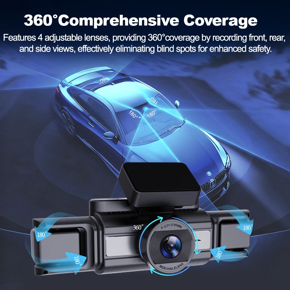 BEPOCAM Dash Car Camera 4K Front and Rear Inside 360° Car Dash Cams DVR for Cars Built-in WiFi GPS WDR Night Vision 24H Parking