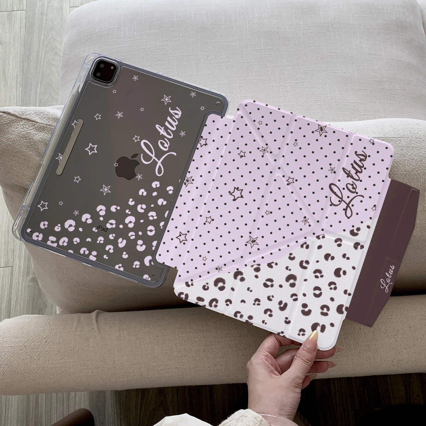 Purple Patchwork Leopard Print Y2K Tablet Case For iPad Pro 11 12.9 13 A16 M2 M4 M3 M5 5/6/7/8/9/10/11th Mini Air 3 4 5 6 Cover
