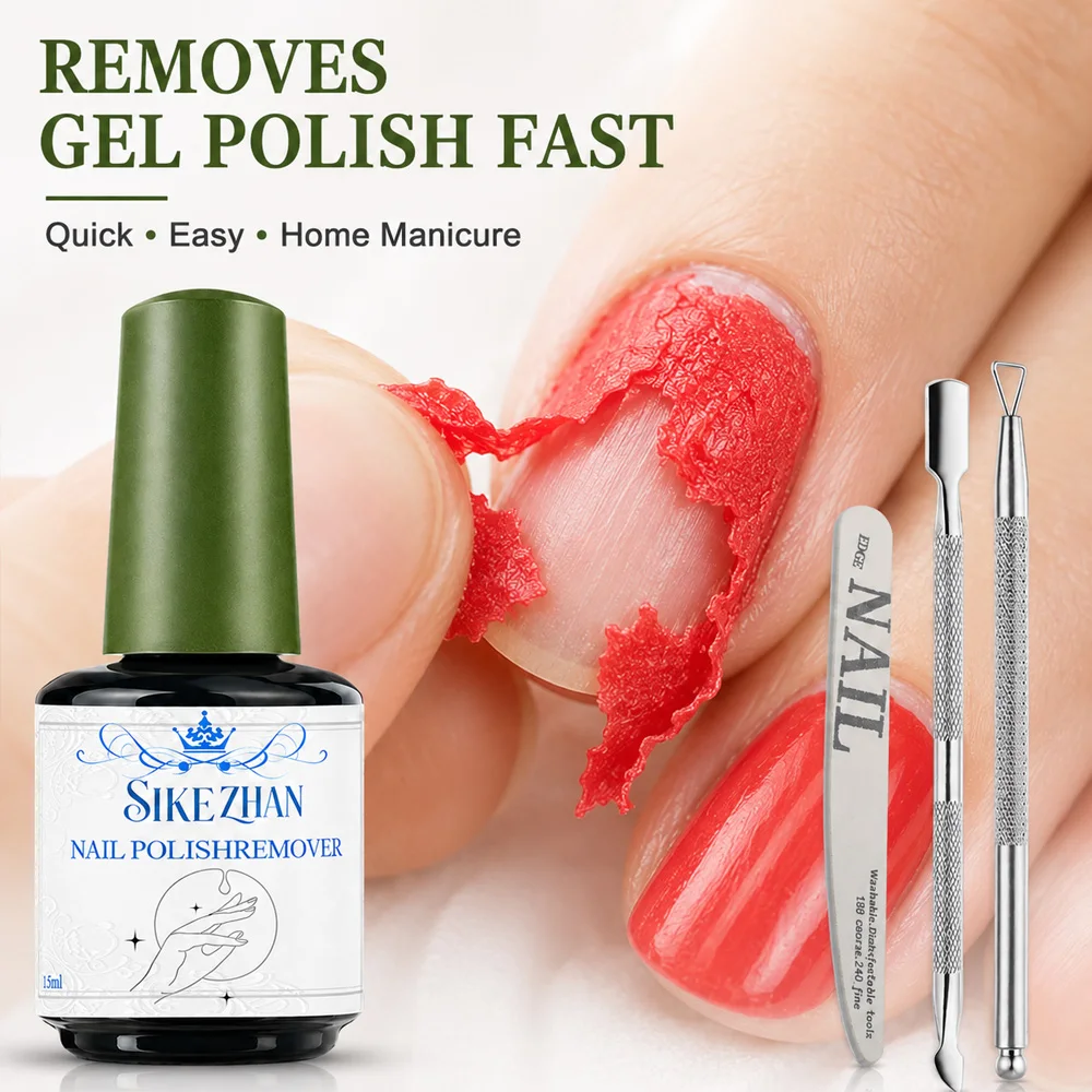 SIKEZHAN Fast Magic Gel Remover Quick Clean UV Gel Polish Acrylic Soak Off Base Top Coat Peeling Remover with Nail Art Tools view 3