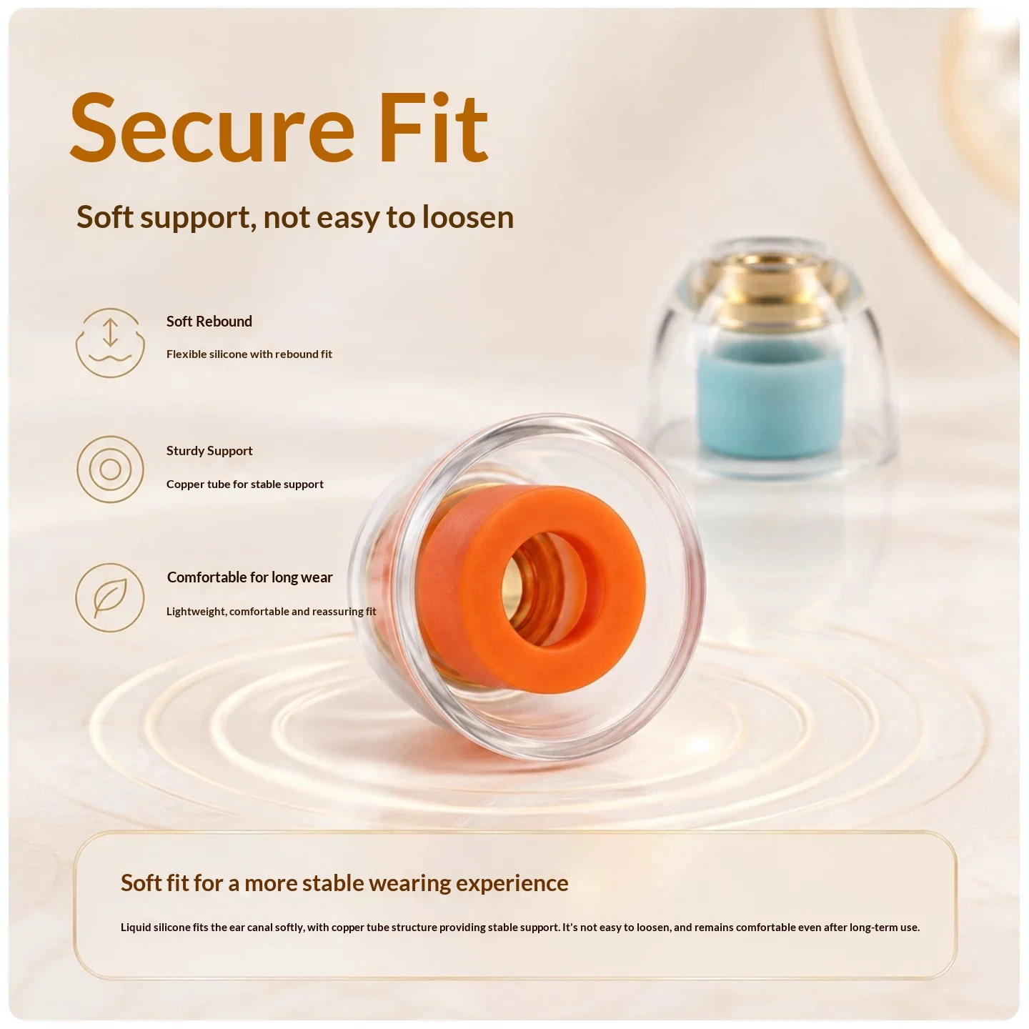 For Technics EAH-AZ100 Liquid Silicone Ear Tips Built-in Copper Acoustic Nozzle Core Noise Isolation Replacement For HiFi Gift