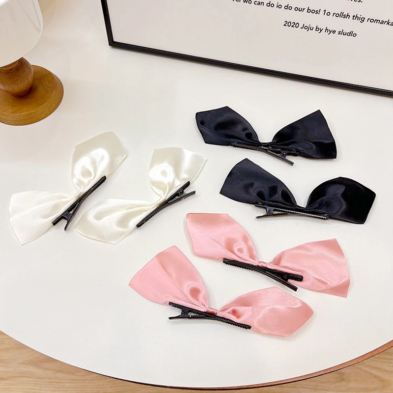 

2Pcs Blackbow Hair Barrettes Cute Hair Accessoires Kids Colored Woman Hairpins