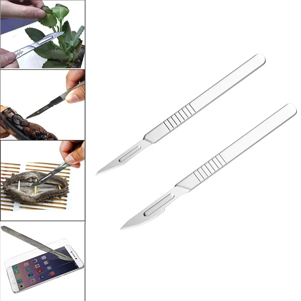 Carbon Steel Carving Metal Scalpel Blades Handle Scalpel DIY Cutting Repair Animal Surgical Knife Tool Kits Box Non Slip