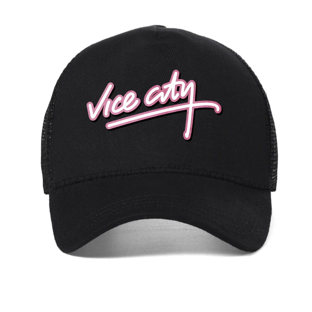 فايس سيتي طباعة قبعة بيسبول GTA لعبة الرجال النساء قبعة عادية كول الصيف شبكة تنفس قبعة سائق الشاحنة عادية تنفس قبعات للحماية من الشمس