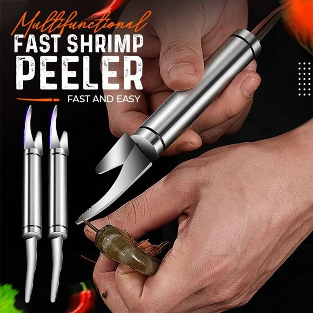 Seafood Tools Multifunctional Fast Shrimp Peeler Stainless Steel Shrimp Line Cutting Scraping Digging Fish Scales Knife Kitchen