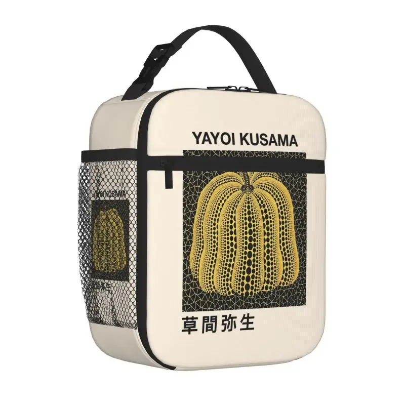 Custom Yayoi Kusama Abstract Painting Insulated Lunch Bag Women Portable Waterproof Oxford Lunch Box Thermal Food Bento Tote Bag