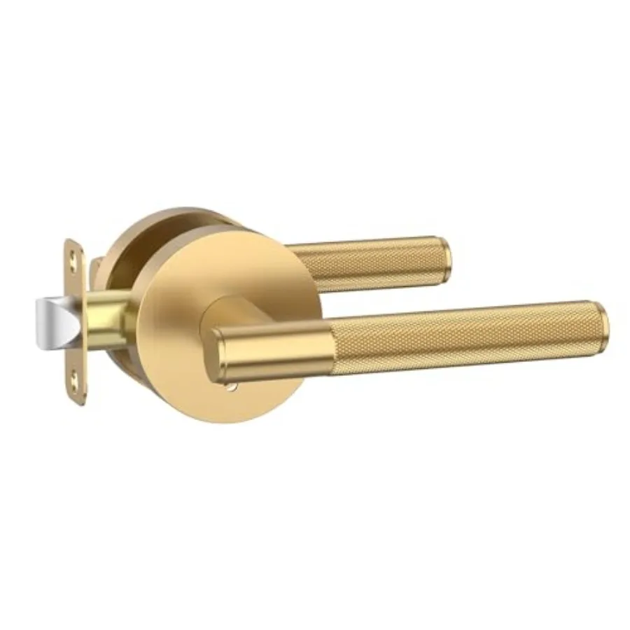 

Door Handles Interior, Knurled Door Handles, Heavy Duty Door Lever for Bedroom or Bathroom, Reversible Keyless for Left Right H