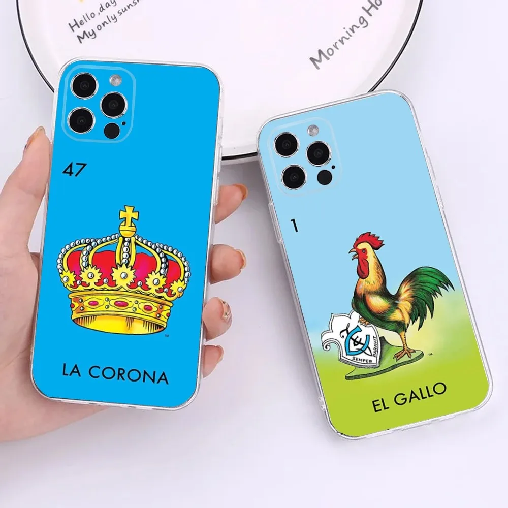 Mexican Bingo Loteria Phone Case For iPhone 15,14,13,12,11 Plus,Pro,Max,XR,XS,X,7,8 Plus,SE,Mini Transparent Silicone Soft