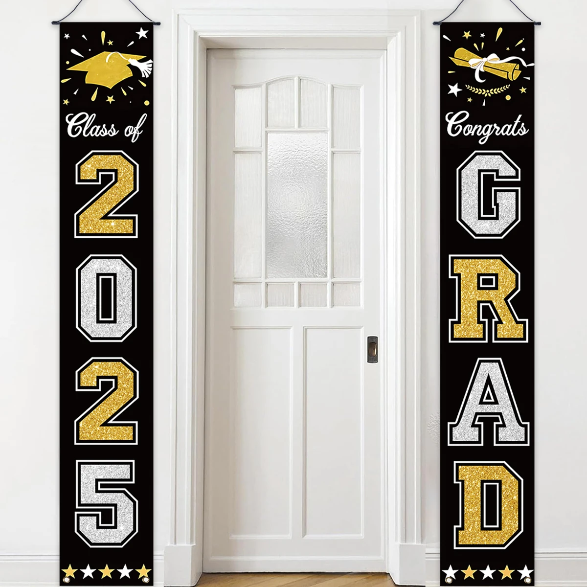 Graduation Party Decor Door Couplets Banners Class of 2025 Congrats Grad Porch Hanging Sign For Home Celebrate Party Supply