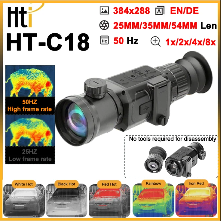 HTI HT-C18 Наружное обнаружение 25 мм/35 мм 384*288 для наблюдения за природой, поискового спасения
