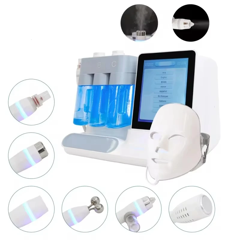 7 in 1 Hydrogen Oxygen Small Bubble H2O2 Facial Beauty SPA Machine Jet Peel Hydro Dermabrasion Pore Shrink Face Skin Cleansing