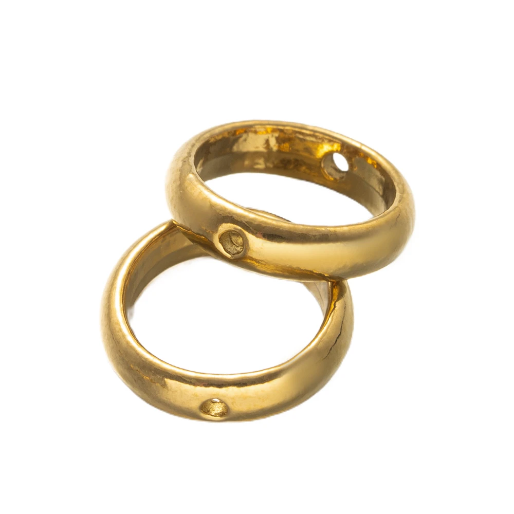 10 pz 18 K Oro In Acciaio Inox 6/8/10mm Rotondo A Due Fori Cornice Perline Connettore Per DIIY Bracciale Orecchini Pendenti creazione di gioielli