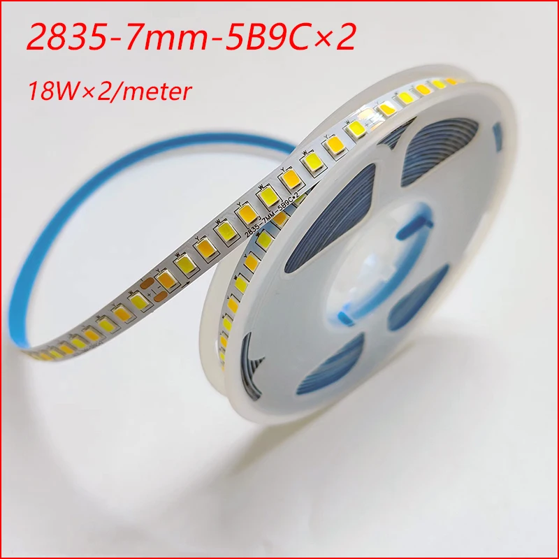 (2 solder joints) 180D 5B9CX2 2835 LED strip constant current LED ribbon 5meters 18Wx2/Meter 3colors light belt