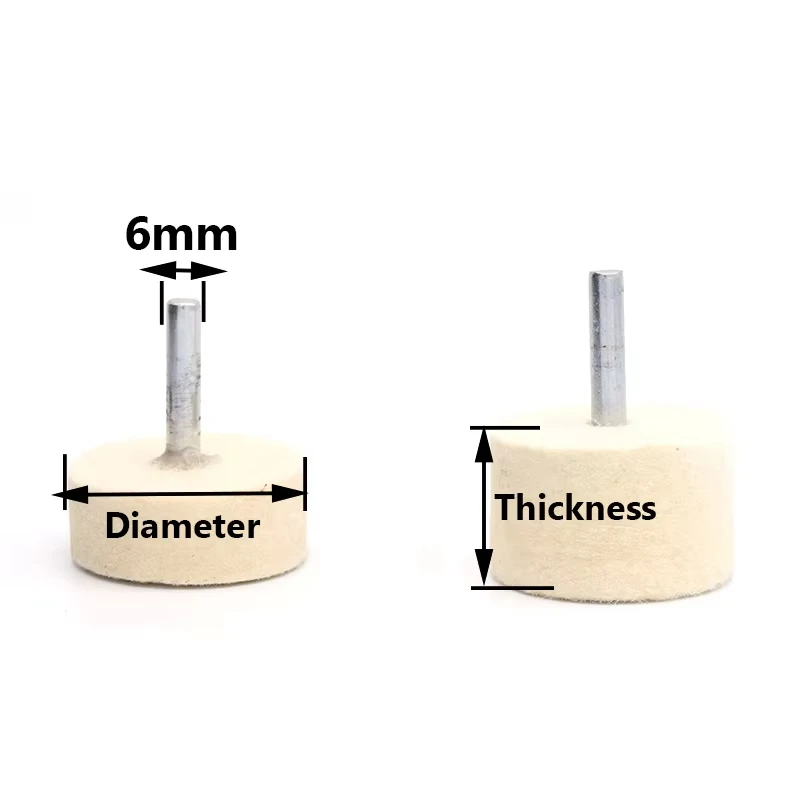 1/2/5/10Pcs 6mm Shank Pad Wool Felt Polishing Buffing Wheel Grinding for Drill Rotary Tools 20mm 25mm 30mm 35mm 40mm