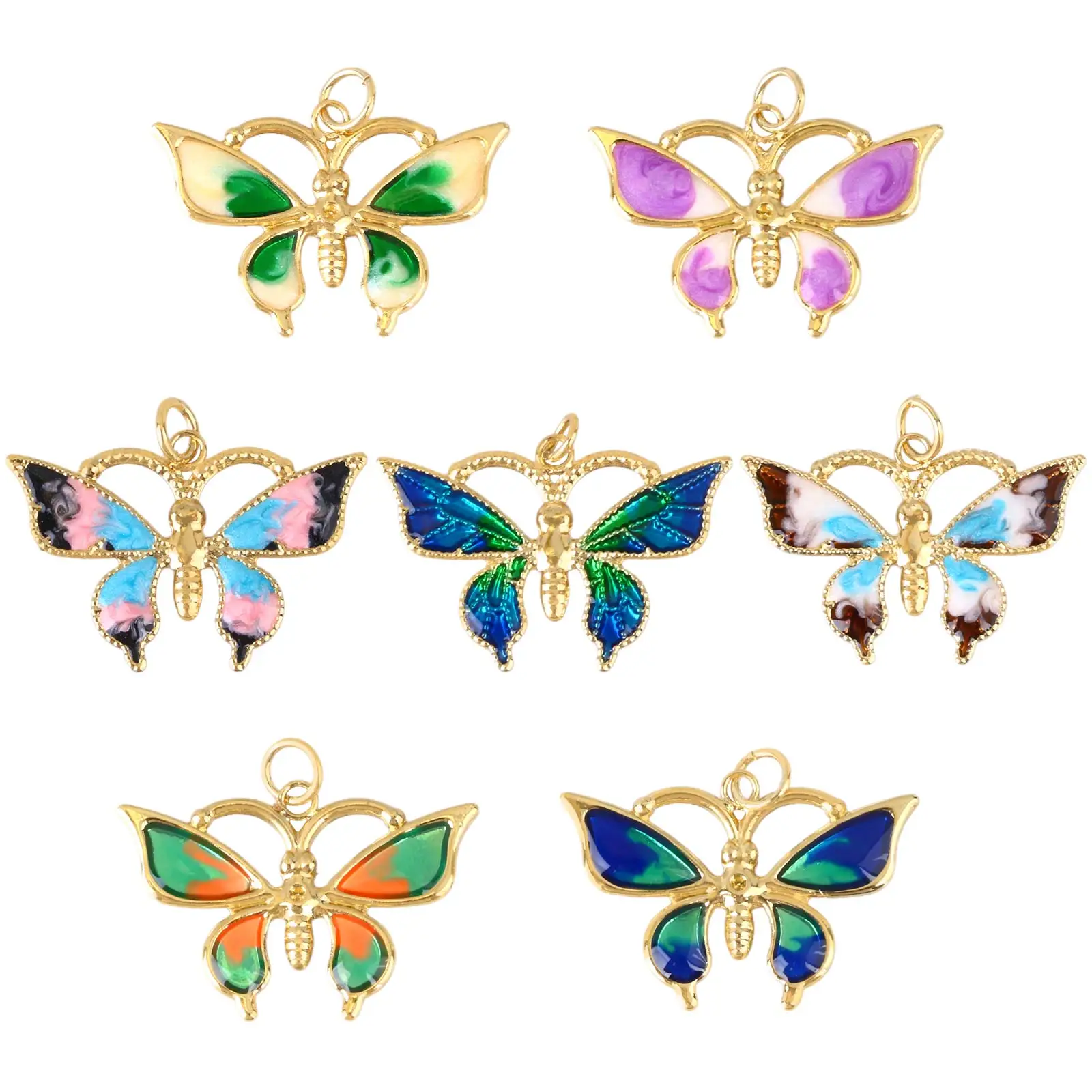 

Handmade Gradient Butterfly Wholesale Copper Plating Jewelry 2025 DIY Necklace Pendant Accessories Bracelet Charm In Bulk