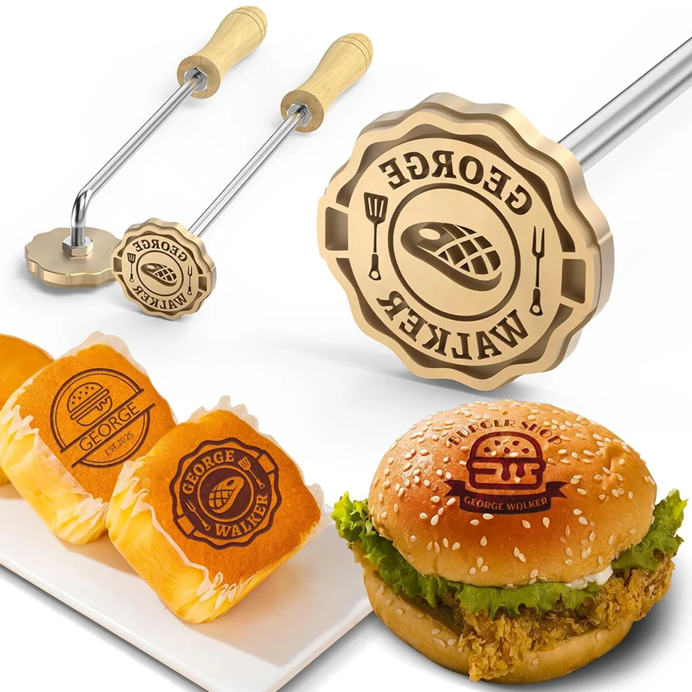 

Personalised Custom LOGO Branding Iron Private Stamp Hot Brass For Wedding Wood Leather Cake Burger Seal Heating Brass DIY Gifts