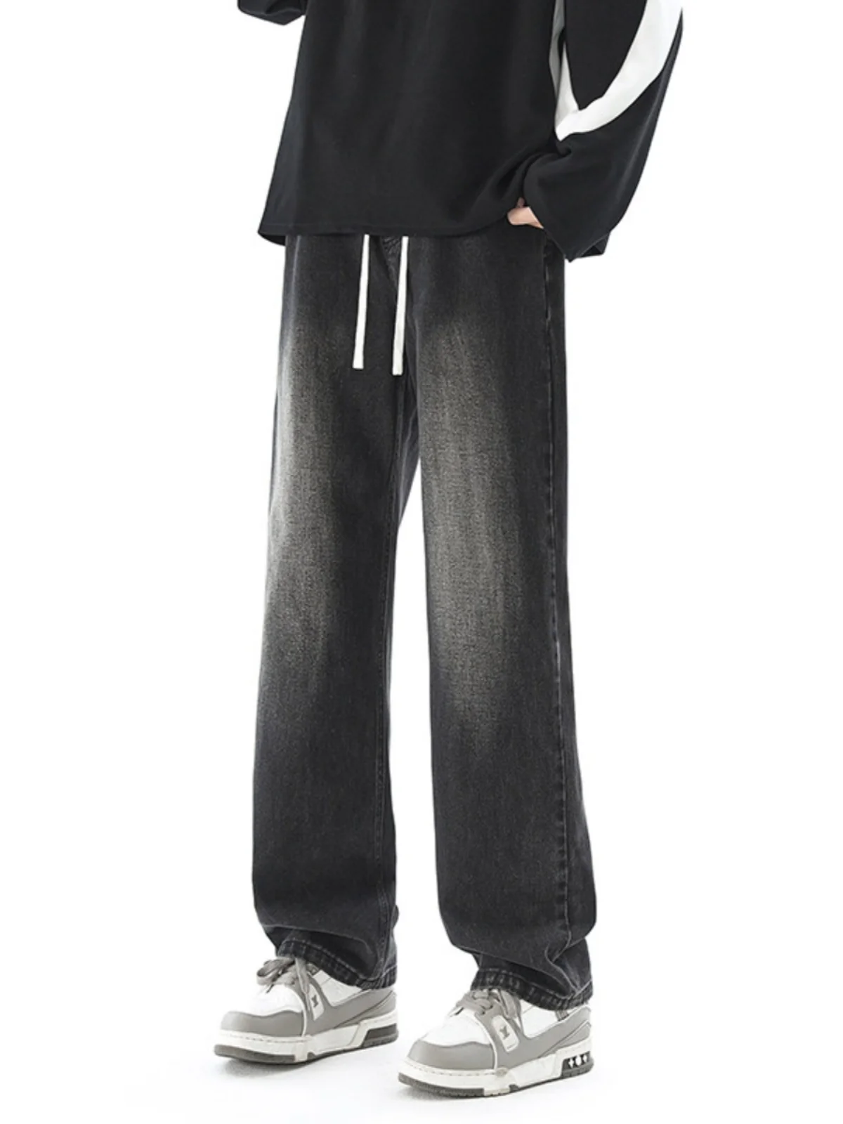 

Мужские джинсы в американском ретро-стиле, прямые, длинные, в стиле хип-хоп, модные, уличные, прочные, легкие, весна-осень