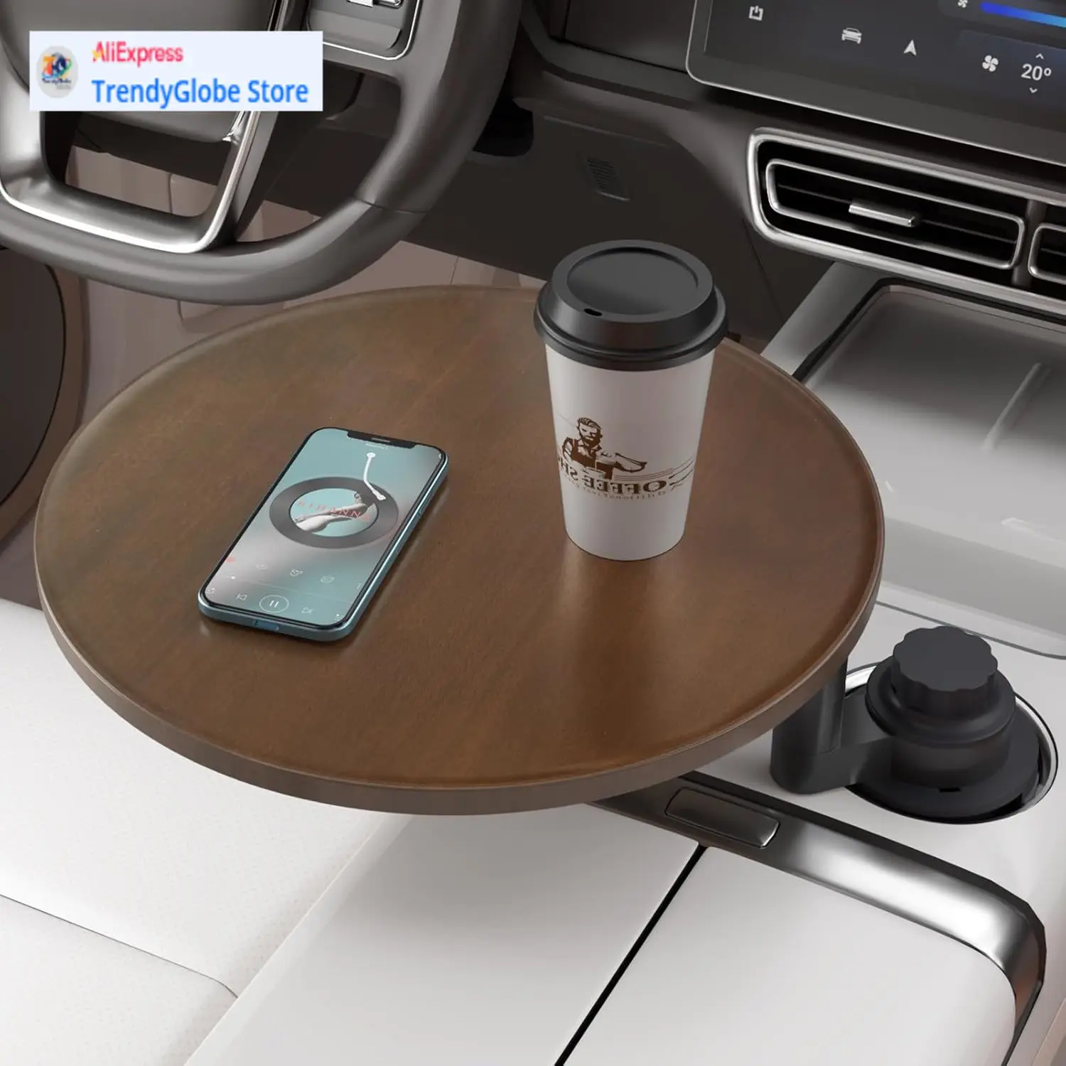 

Автомобильный поднос и автомобильный стол для ноутбука, 360° ° Вращающийся деревянный подстаканник, поднос на руль, автомобильные аксессуары для женщин и мужчин