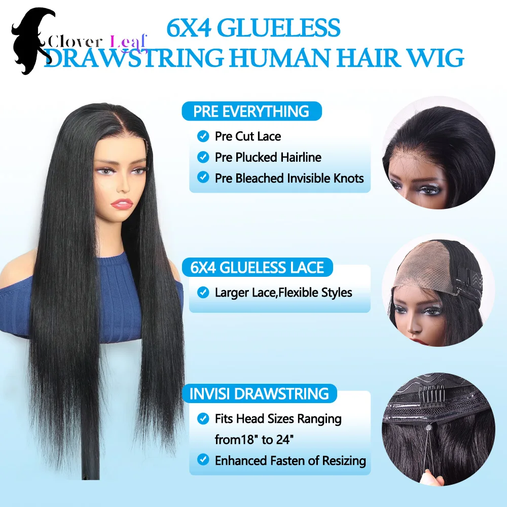 غلويليس الباروكات شعر الإنسان 6x4 الرباط شعر طبيعي مفرود الباروكات البرازيلي قبل نتف شعري ByeBye عقدة جاهزة للذهاب خصلات الشعر المستعار