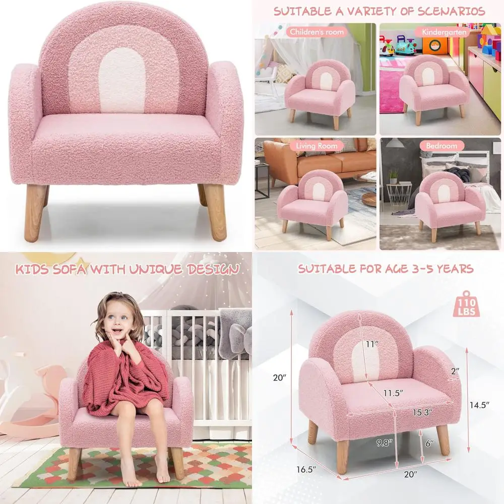 

Детское деревянное кресло для малышей с защитой от опрокидывания, с мягкой обивкой для игровых комнат и дошкольных учреждений, подходит для мальчиков и девочек