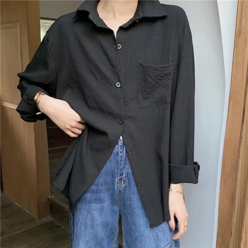 

S-3XL Рубашка женская летняя однотонная солнцезащитная конструкция крутой корейский стиль классическая милая универсальная для девочек новая молодежная стильная повседневная шикарная рубашка