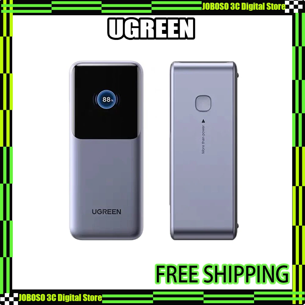

UGREEN 165W Быстрое зарядное устройство 20000 мАч с встроенным кабелем 65 см, портативный внешний аккумулятор для iPhone 16 Pro, ноутбуков и планшетов