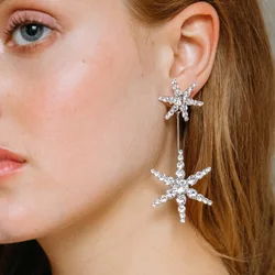 Stonefans Luxury Rhinestone Star Shaped Dangle Earrings For Women Clear Crystal Geometric Drop Earrings Weeding Jewelry Gift
