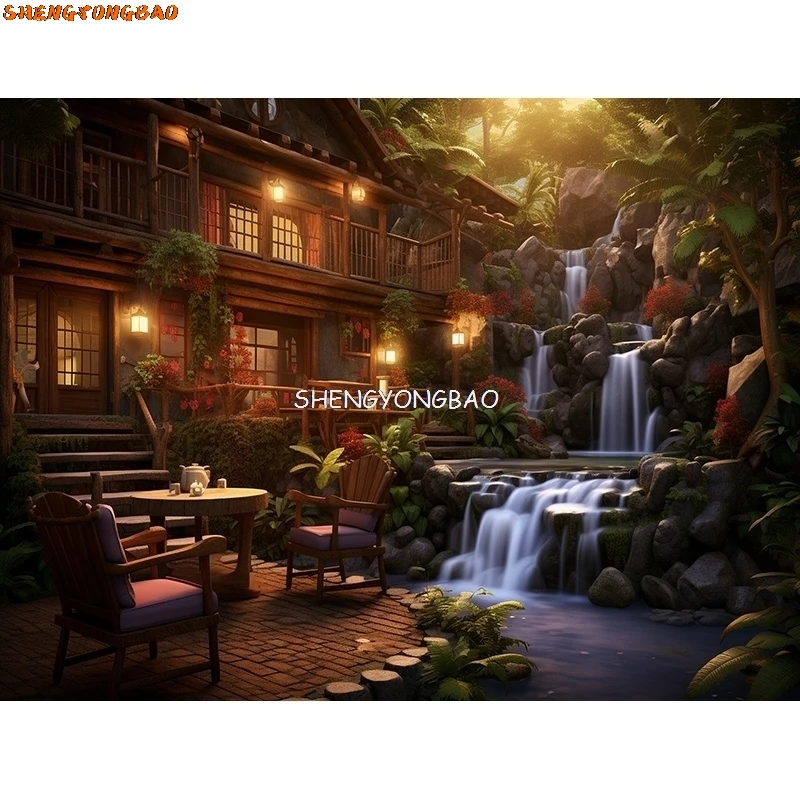 Vintage Old Tavern Barista Coffee Shop Bar Photography Backdrop Warm Medieval Inn Fantasy Retro Photo Studio Background LJG-07