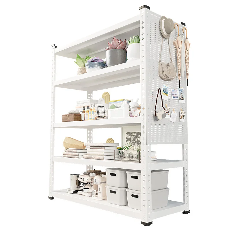 Multifunctional Multi-layer Metal Perforated Storage Rack for Living Room Home Display and Organization