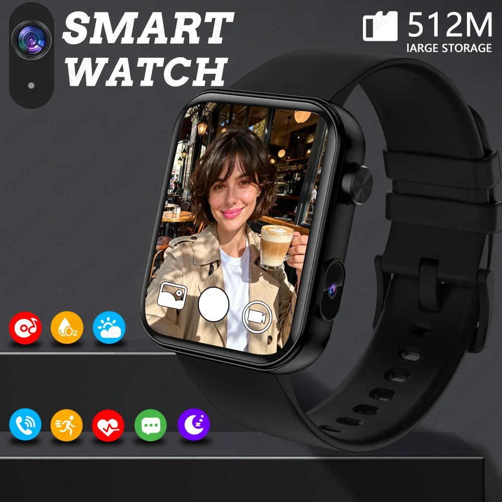 

2025 New Unisex Smart Watch Built-in Camera Photo/Video Health Monitor Sports Fitness Modes Waterproof Bluetooth Call Smartwatch