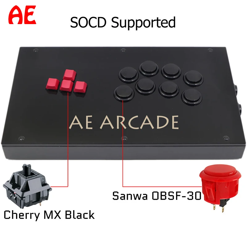 

Keyboard Buttons Arcade Joystick Fight Stick For PS4/PS3/PC Sanwa OBSF-30 Cherry MX Black