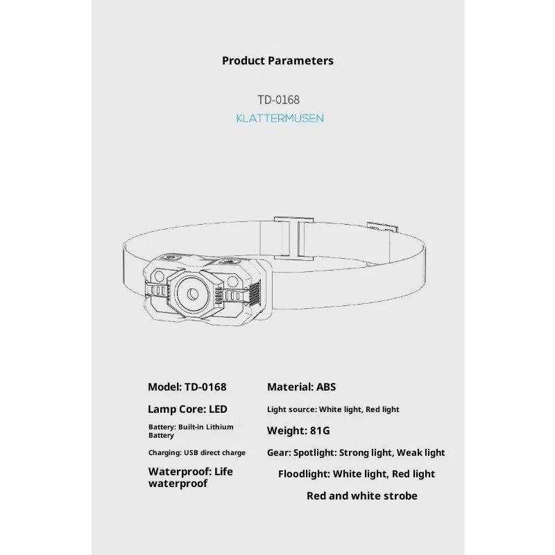 FUNAYA كشافات أمامية صغيرة تعمل بالحركة باللون الأحمر والأبيض بشعاع مزدوج - تكبير الصيد الليلي في الهواء الطلق ومصباح أمامي للضوء الكاشف #6