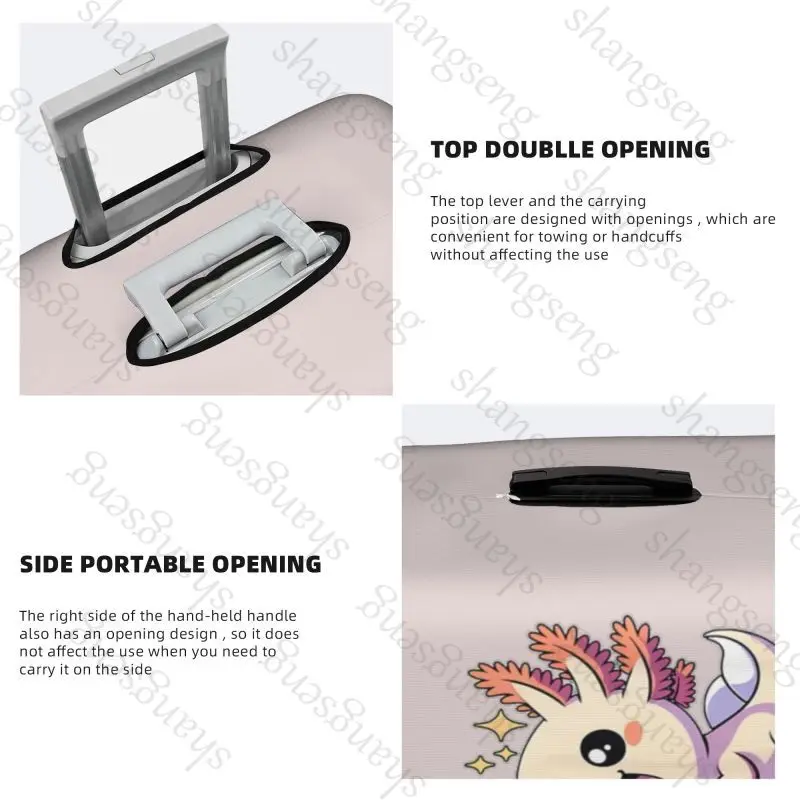 かわいい漫画アホロートル魚旅行スーツケース保護ケース、スーツケースカバー、弾性保護、洗える荷物カバー 18-32 インチ