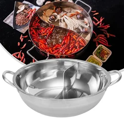 Double Split Hot Pot Stainless Steel Hot Pot Kitchen Cooker Gas Stove Compatible Pot Household/kitchen Cooker Soup Cooking