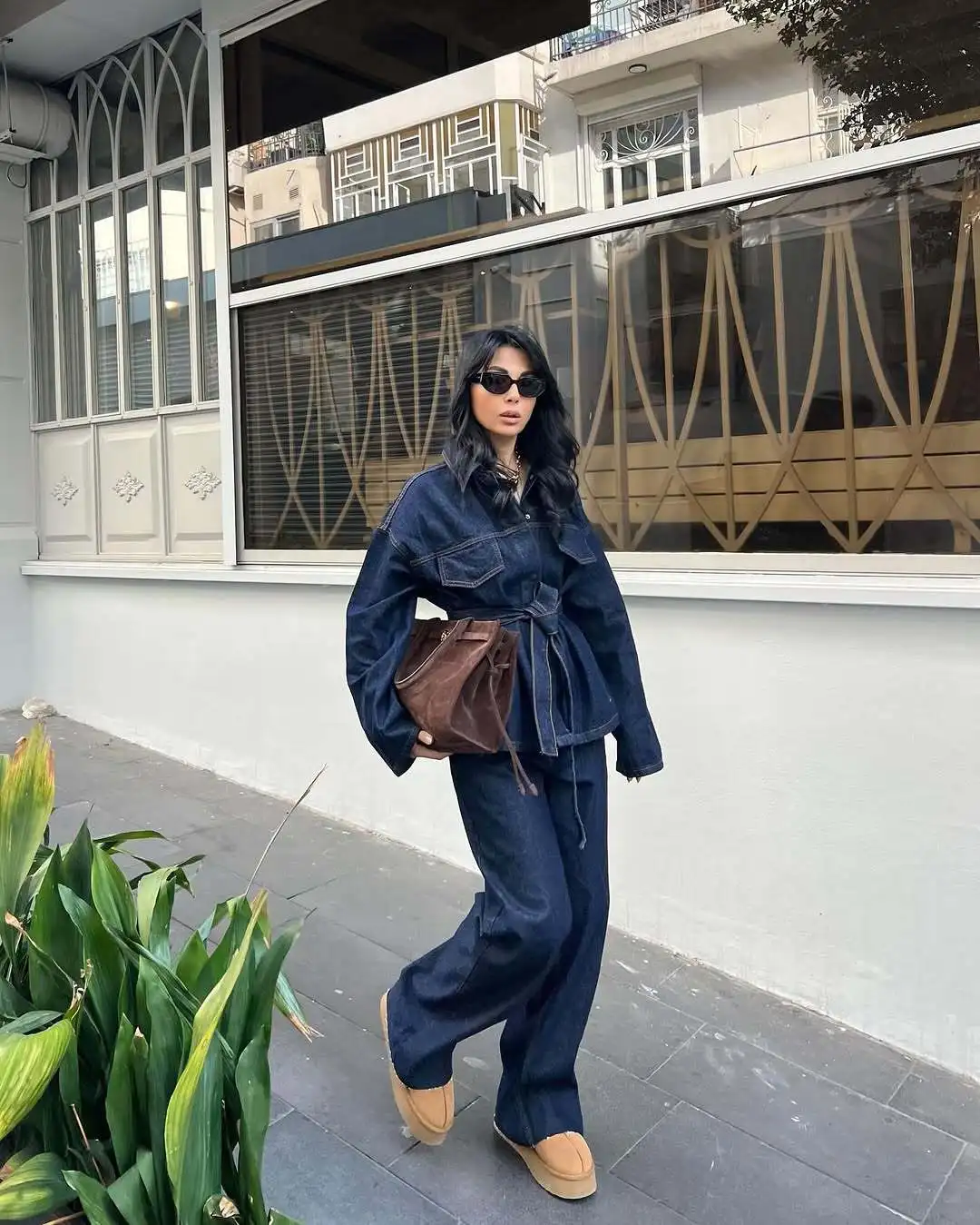 

Women's Retro Waist Strap Collar Cowboy Set