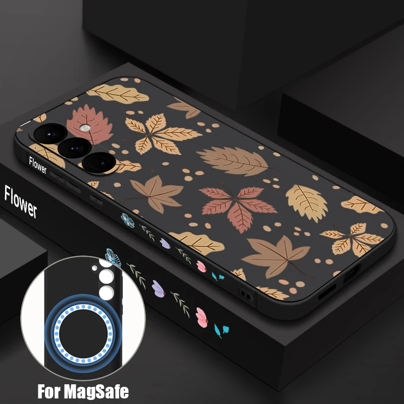 Maple Leaf Print Magnetic Phone Case For Samsung Galaxy S26 S25 S24 Ultra S23 S24 S25 FE S22 Plus For Magsafe Soft TPU Cover