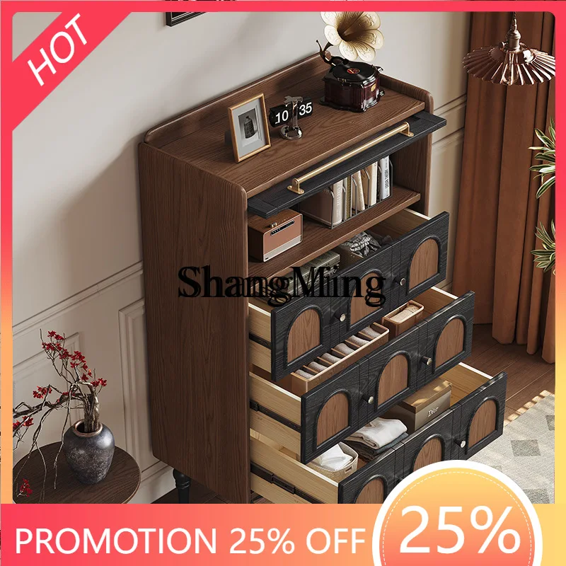 

FG Solid Wood Side Cabinet Vintage Style Storage Living Room Drawer Sideboard