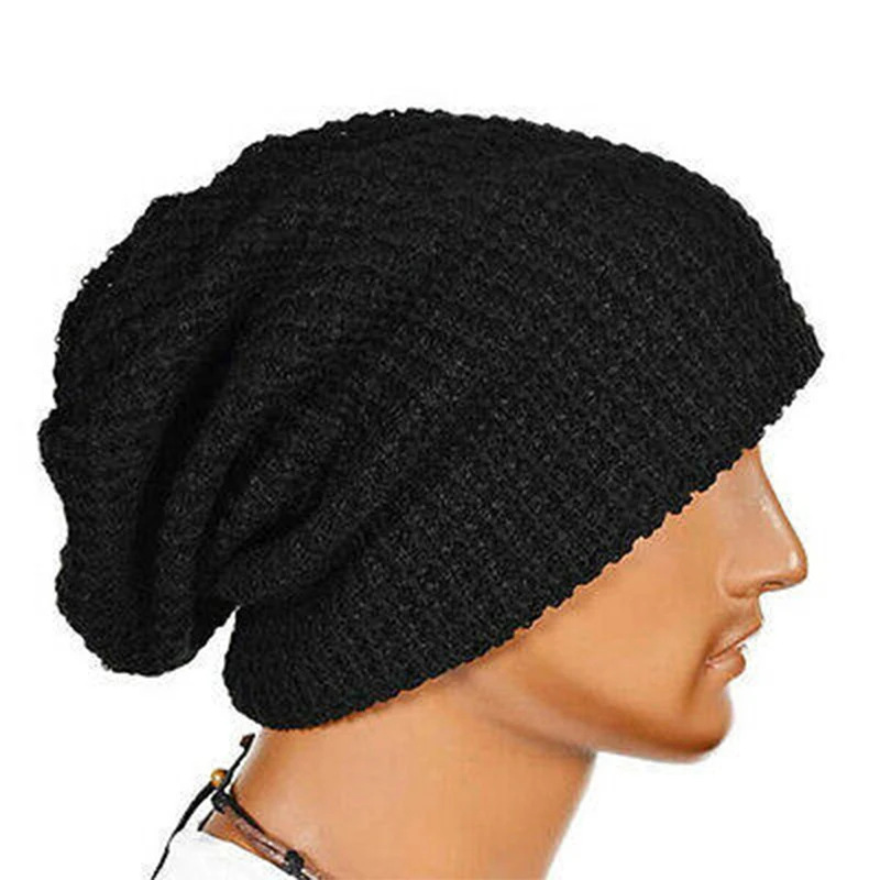 Hip Hop Knitted Hat Women'S Winter Warm Casual Acrylic Slouchy Hat Crochet Ski Beanie Hat Female Soft Baggy Skullies Beanies Men