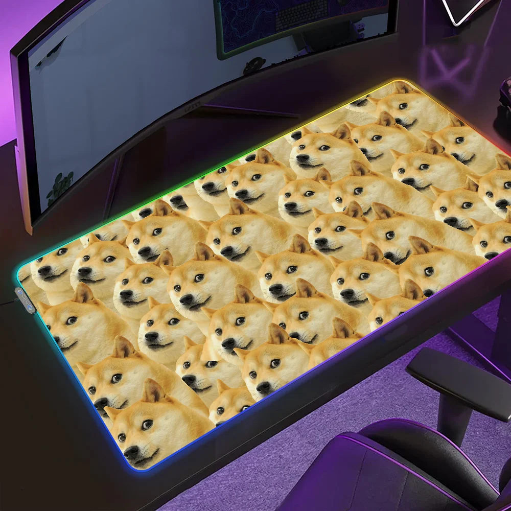 

Doge Emoticon S-Shiba Inu M-Meme Large funny Mouse Pad Gaming LED Table Pads Micro USB Backlit Rubber RGB Desk Mats Desktop XXL